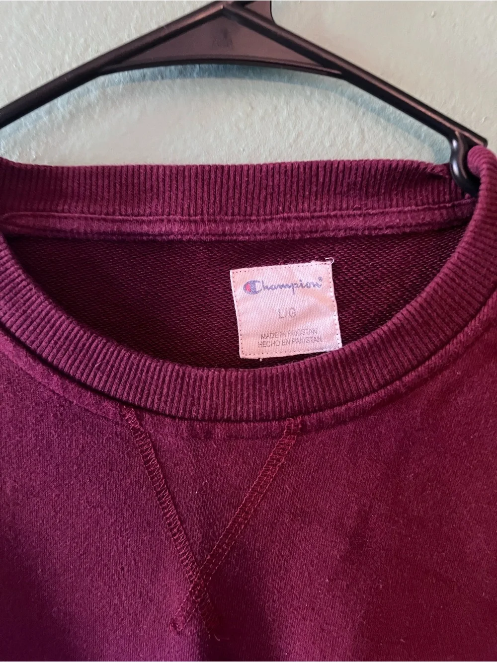 Champion Men's Maroon Crewneck Sweatshirt - Picture 3 of 3